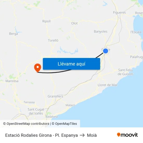 Estació Rodalies Girona - Pl. Espanya to Moià map