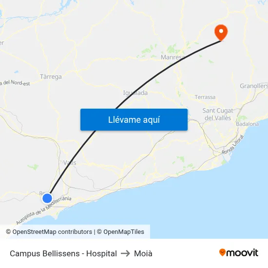 Campus Bellissens - Hospital to Moià map