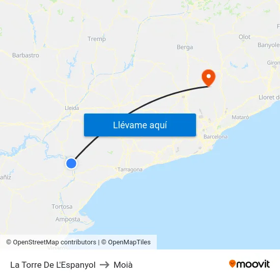 La Torre De L'Espanyol to Moià map