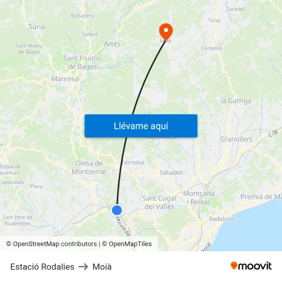 Estació Rodalies to Moià map