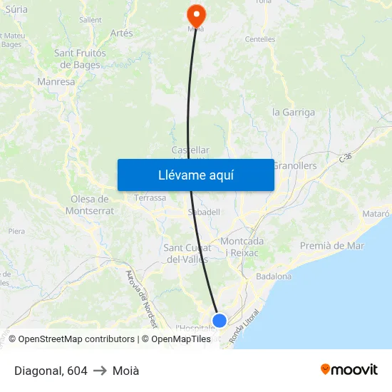 Diagonal, 604 to Moià map