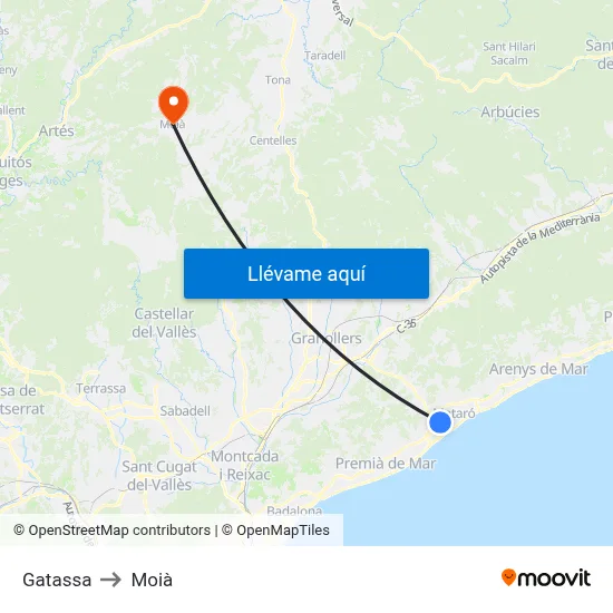 Gatassa to Moià map