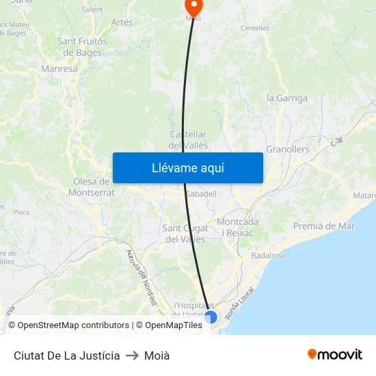 Ciutat De La Justícia to Moià map