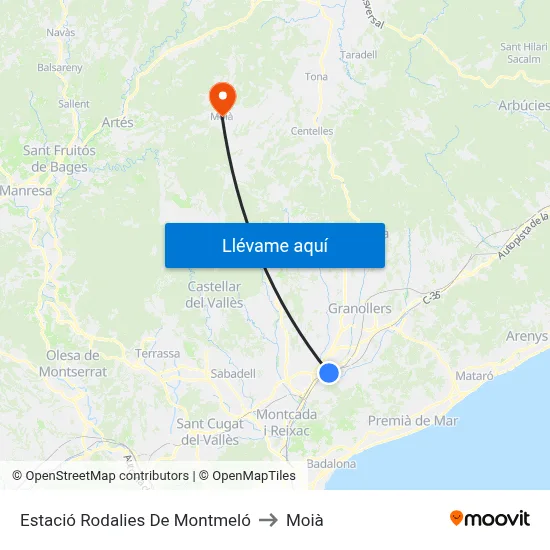 Estació Rodalies De Montmeló to Moià map