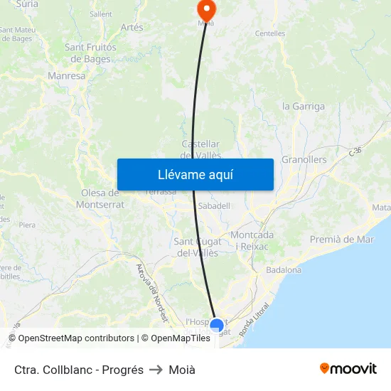 Ctra. Collblanc - Progrés to Moià map