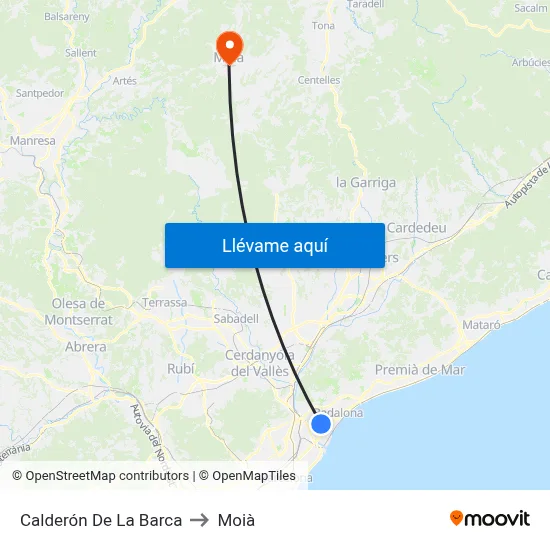 Calderón De La Barca to Moià map