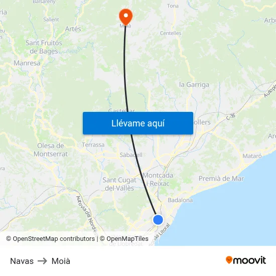 Navas to Moià map