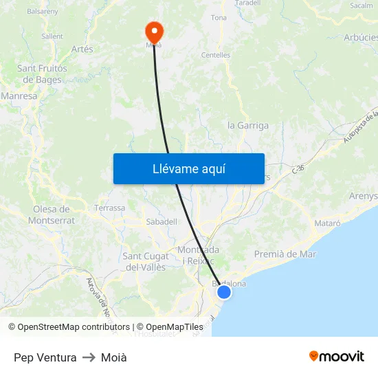 Pep Ventura to Moià map