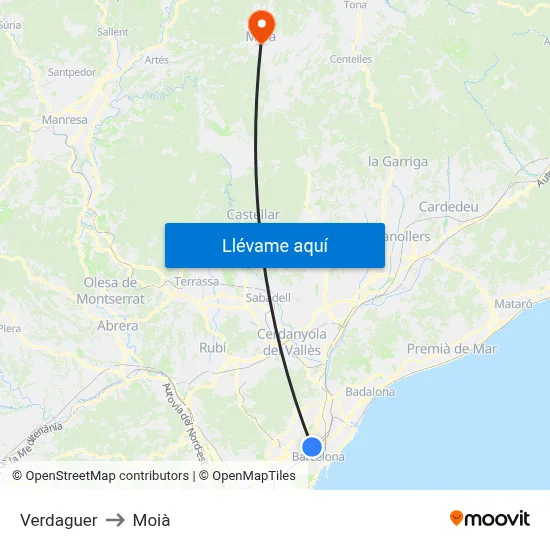 Verdaguer to Moià map