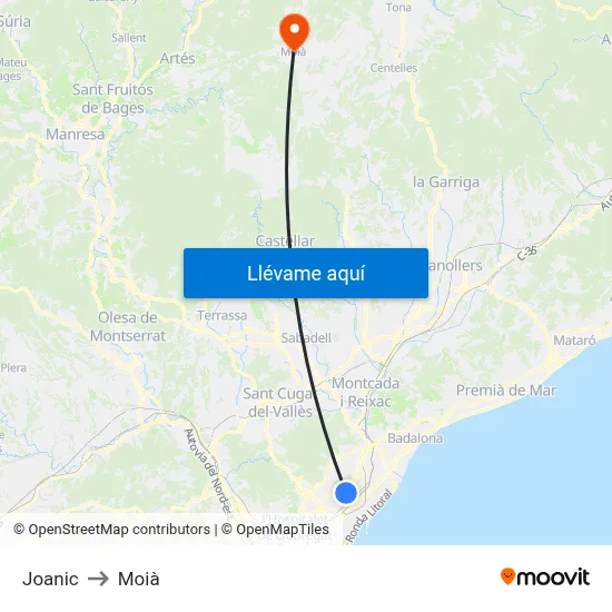 Joanic to Moià map