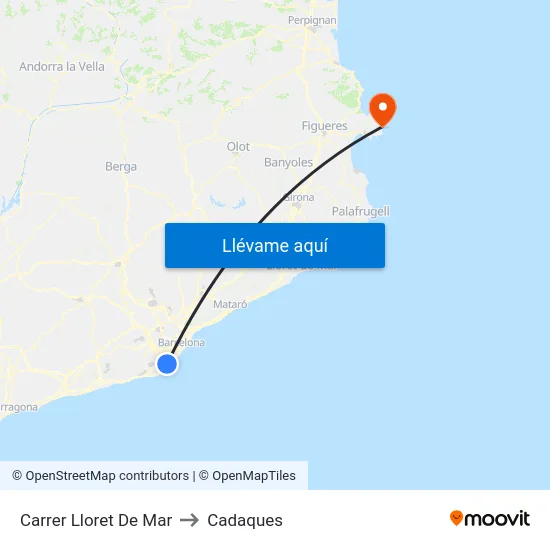 Carrer Lloret De Mar to Cadaques map