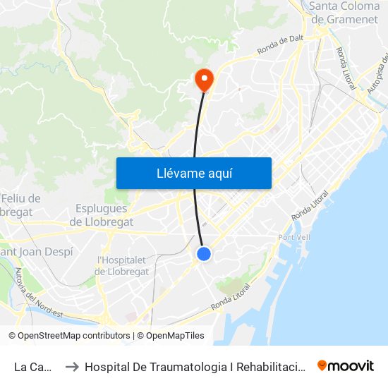 La Campana to Hospital De Traumatologia I Rehabilitació De La Vall D'Hebron map