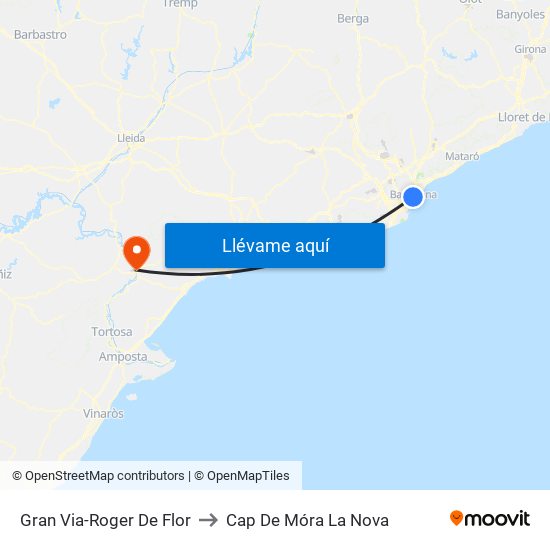 Gran Via-Roger De Flor to Cap De Móra La Nova map