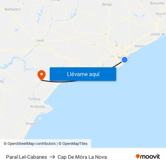 Paral·Lel-Cabanes to Cap De Móra La Nova map