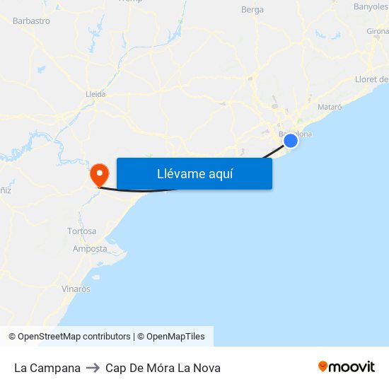 La Campana to Cap De Móra La Nova map