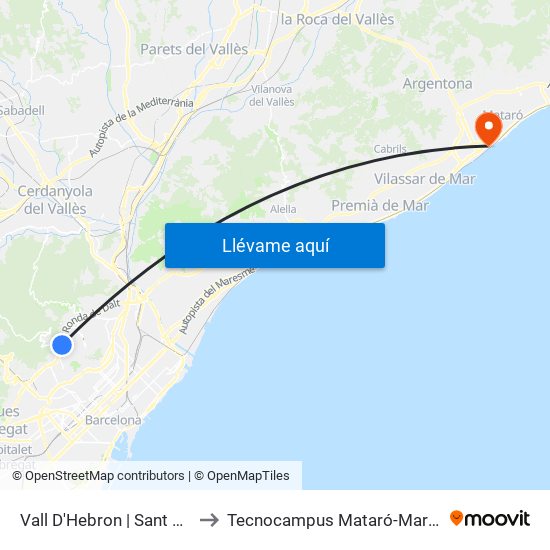 Vall D'Hebron | Sant Genís to Tecnocampus Mataró-Maresme map