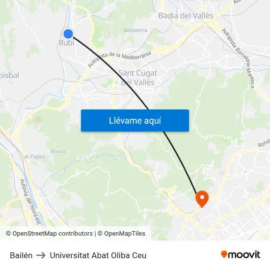 Bailén to Universitat Abat Oliba Ceu map