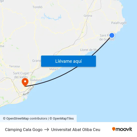 Càmping Cala Gogo to Universitat Abat Oliba Ceu map