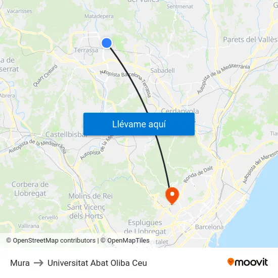 Mura to Universitat Abat Oliba Ceu map