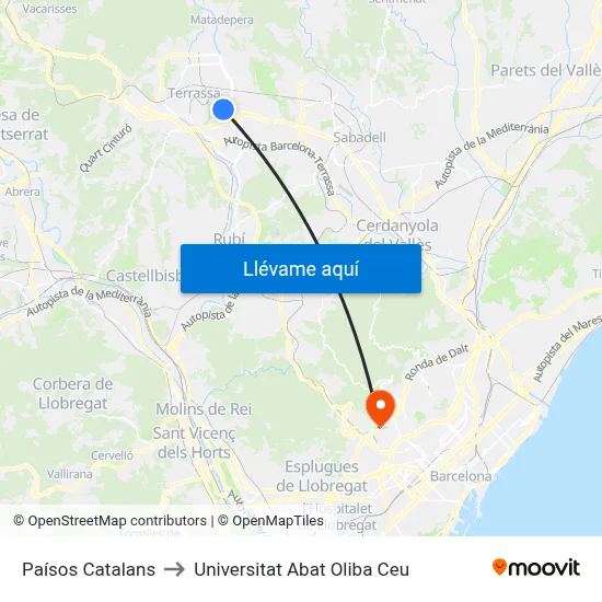 Paísos Catalans to Universitat Abat Oliba Ceu map