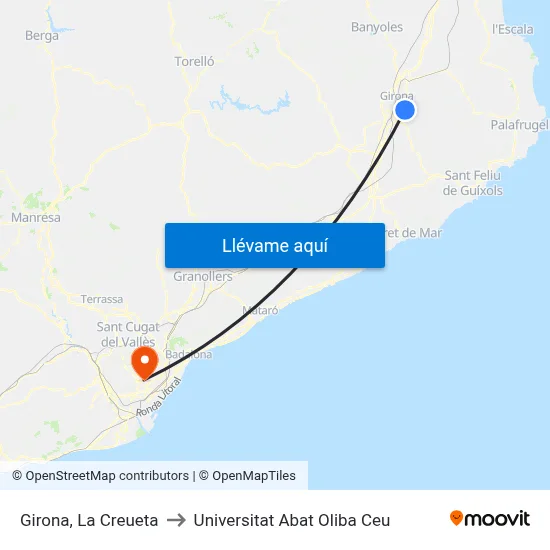 Girona, La Creueta to Universitat Abat Oliba Ceu map