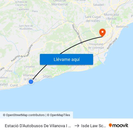 Estació D'Autobusos De Vilanova I La Geltrú to Isde Law School map