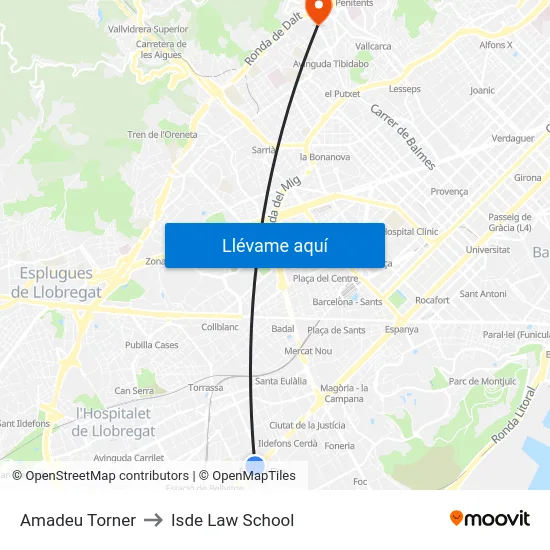 Amadeu Torner to Isde Law School map