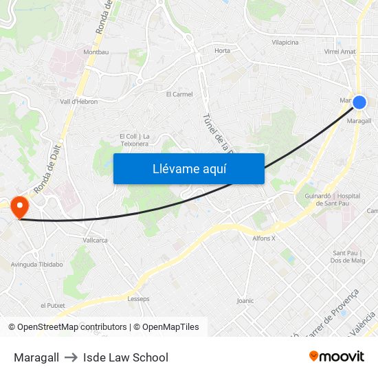 Maragall to Isde Law School map