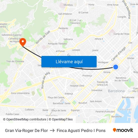 Gran Via-Roger De Flor to Finca Agustí Pedro I Pons map