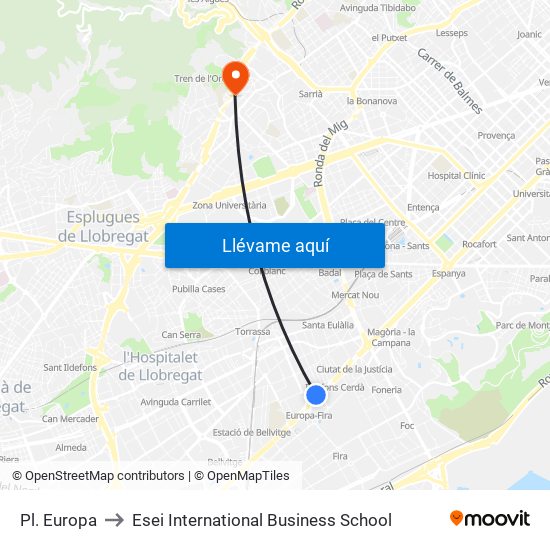 Pl. Europa to Esei International Business School map