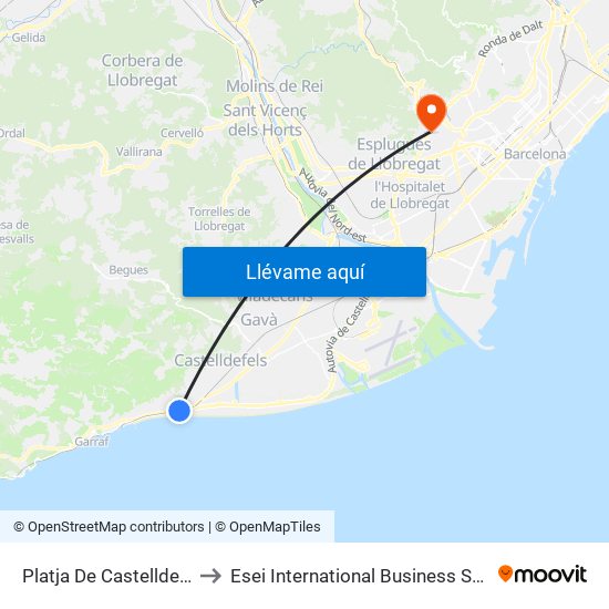 Platja De Castelldefels to Esei International Business School map