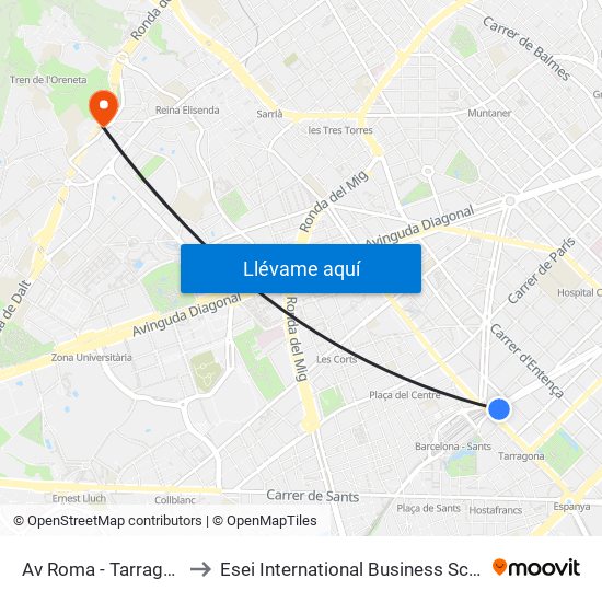 Av Roma - Tarragona to Esei International Business School map