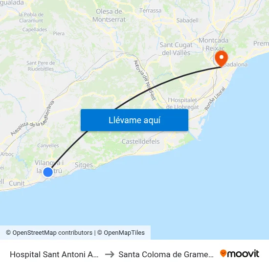 Hospital Sant Antoni Abat to Santa Coloma de Gramenet map