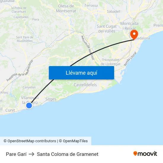 Pare Garí to Santa Coloma de Gramenet map