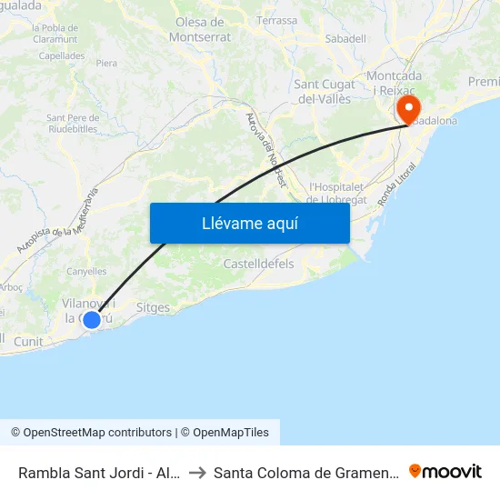 Rambla Sant Jordi - Aldi to Santa Coloma de Gramenet map