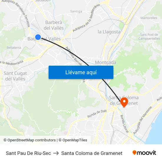 Sant Pau De Riu-Sec to Santa Coloma de Gramenet map