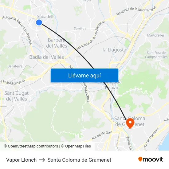 Vapor Llonch to Santa Coloma de Gramenet map