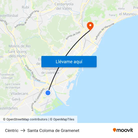 Cèntric to Santa Coloma de Gramenet map
