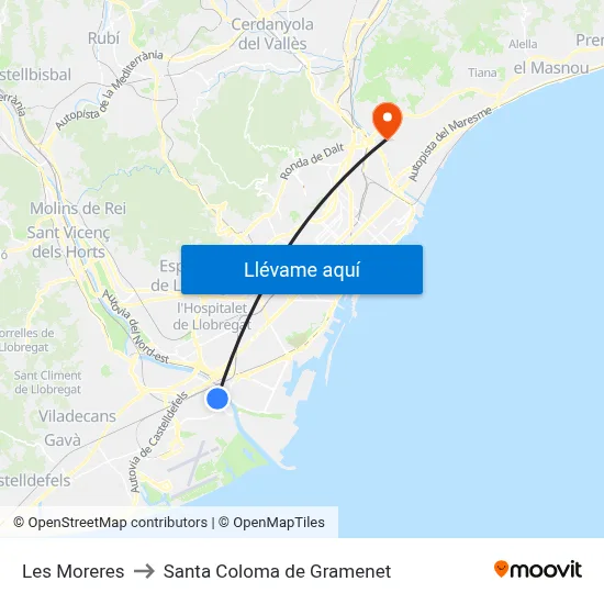 Les Moreres to Santa Coloma de Gramenet map