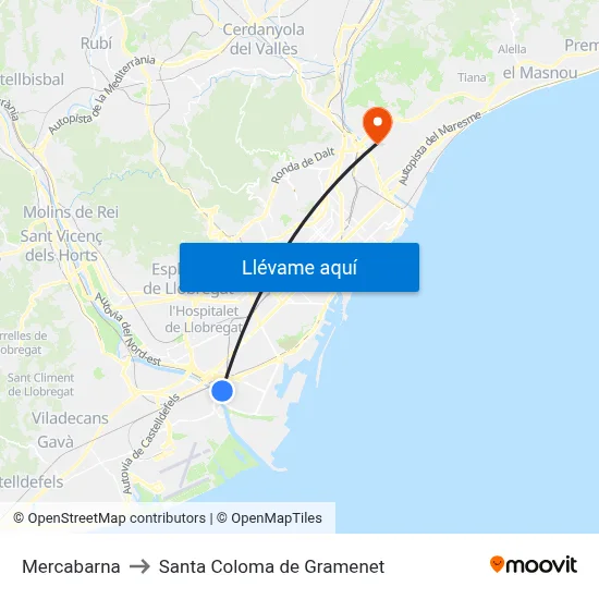 Mercabarna to Santa Coloma de Gramenet map