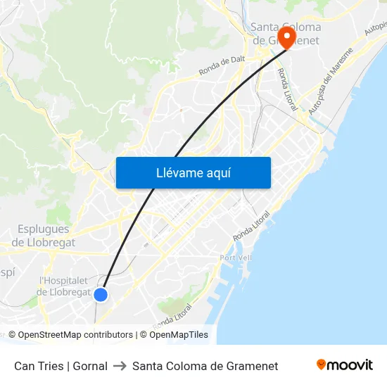 Can Tries | Gornal to Santa Coloma de Gramenet map