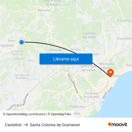 Castellolí to Santa Coloma de Gramenet map