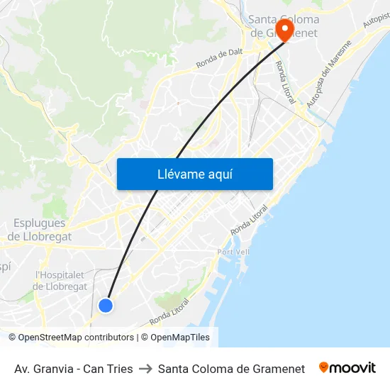 Av. Granvia - Can Tries to Santa Coloma de Gramenet map