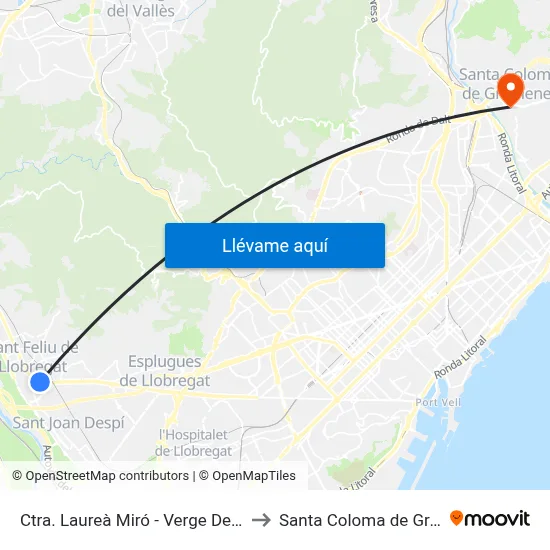 Ctra. Laureà Miró - Verge De La Mercè to Santa Coloma de Gramenet map