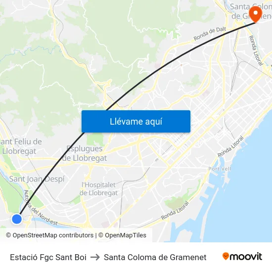 Estació Fgc Sant Boi to Santa Coloma de Gramenet map