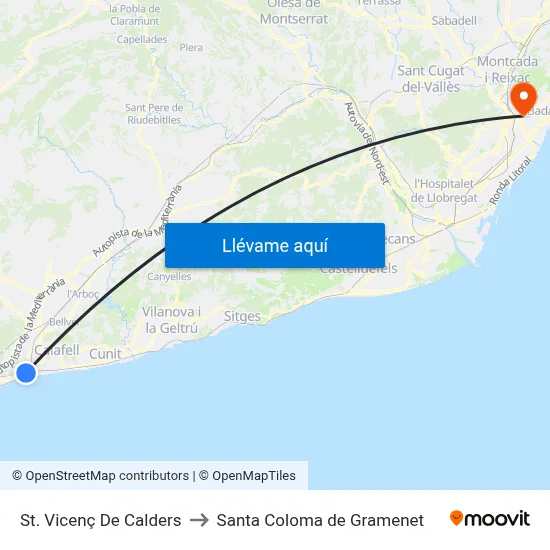 St. Vicenç De Calders to Santa Coloma de Gramenet map