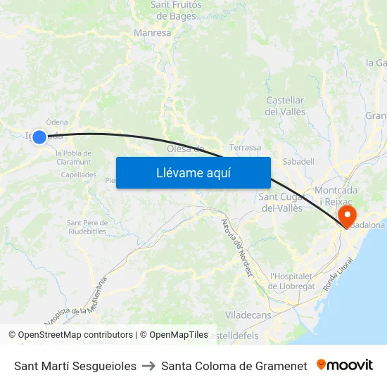 Sant Martí Sesgueioles to Santa Coloma de Gramenet map