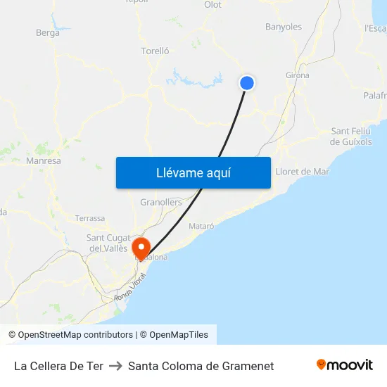 La Cellera De Ter to Santa Coloma de Gramenet map