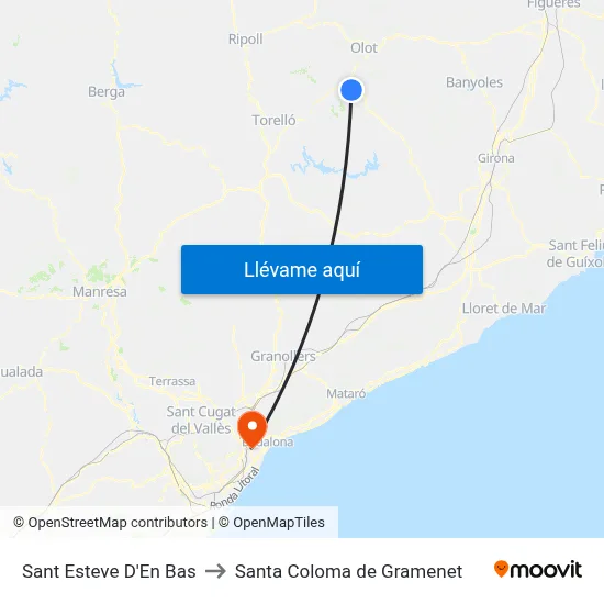 Sant Esteve D'En Bas to Santa Coloma de Gramenet map
