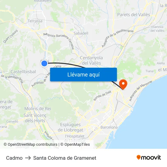 Cadmo to Santa Coloma de Gramenet map